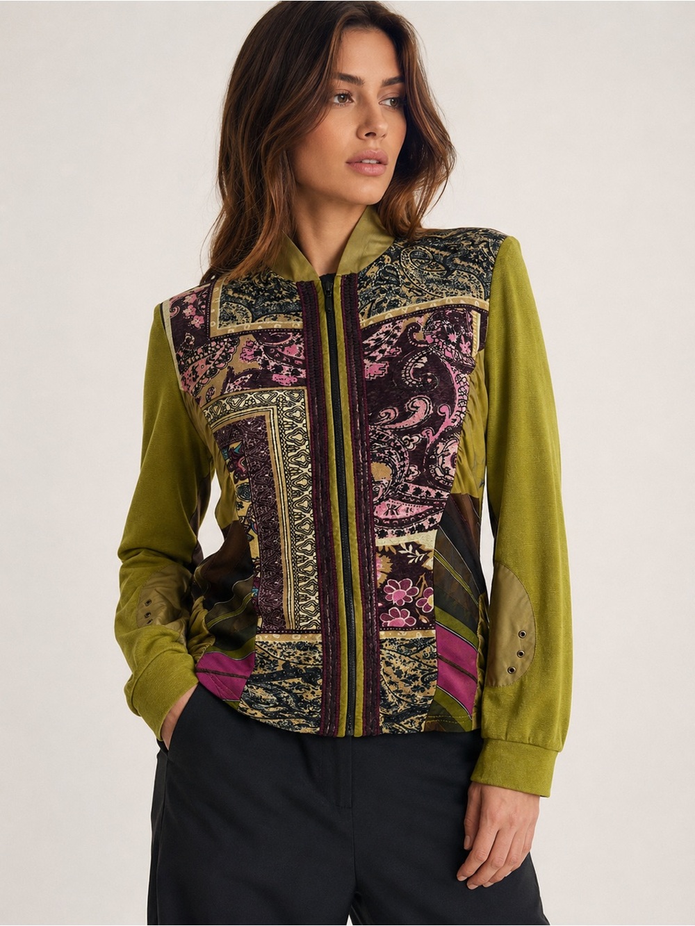 Pause Café French Boutique Patchwork Paisley Zip Jacket Artwear EU 40 M